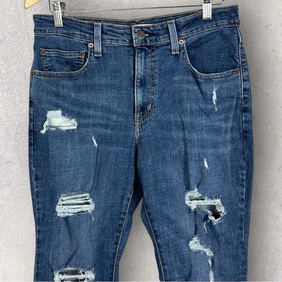 Levis 726 High Rise Flare Jeans Womens‎ Size 31 x 30 Waterless Distressed Denim - Picture 6 of 16